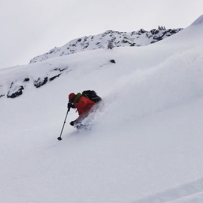 Skiing Valkyr Range in British Columbia