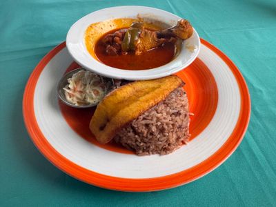 Rice & Beans with Stewed Chicken
