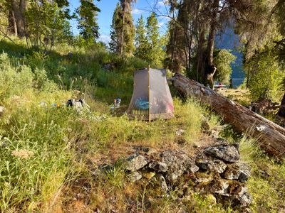 Small level tent spot at Cascade Creek Campground