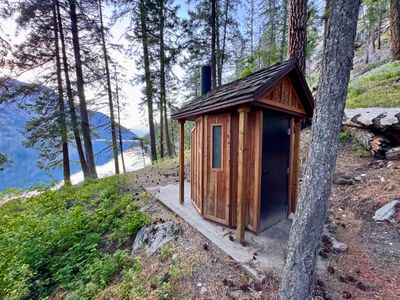 Vault toilet at Flick Creek Campground