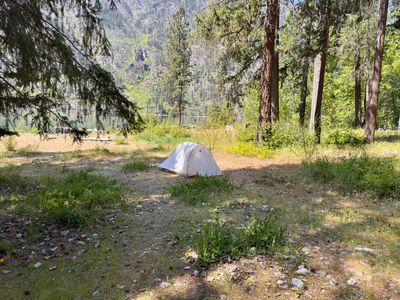 Flat camping area at Moore Point Campground