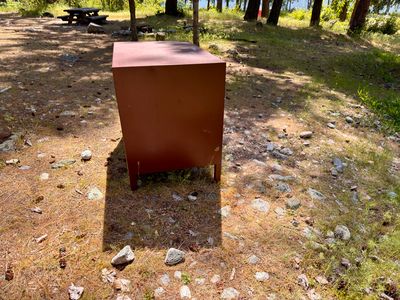 Food storage locker at Moore Point Campground