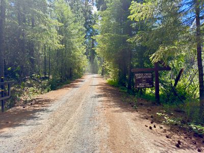 Bridge Creek Campground entrance on Icicle Creek Road