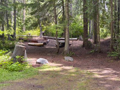 Campsite 1 in the forested campground