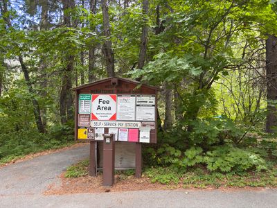 Self-serve pay station at the entrance