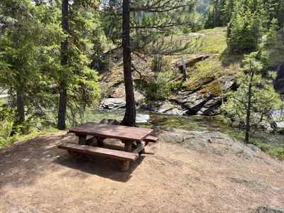 Campsite 2 — sites 1–3 area, perched above the creek