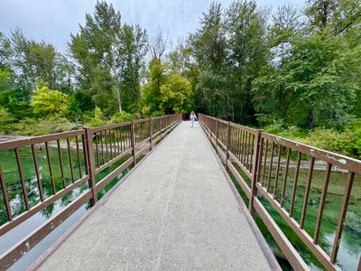 Footbridge onto Blackbird Island at Waterfront Park in Leavenworth