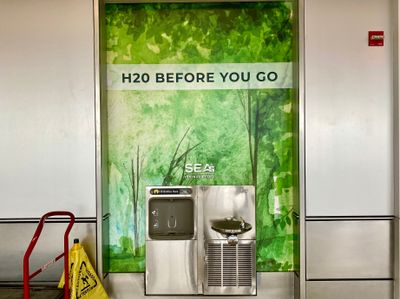 Water bottle refill station at Seattle airport