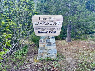 Lone Fir Campground entrance on Highway 20