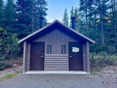 Vault toilet at Lone Fir Campground
