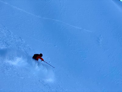 Jeff skiing the 4th chute