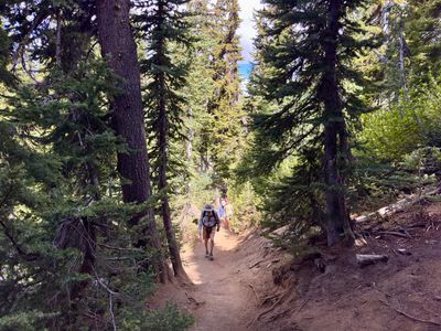 My dad coming up the trail