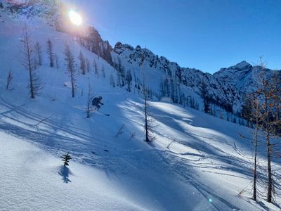 Tim skiing upper section