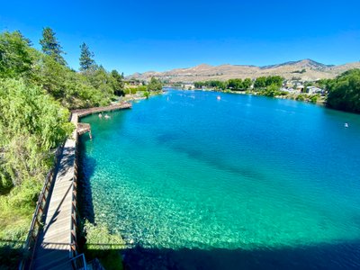 View from the bridge along the Chelan Riverwalk trail