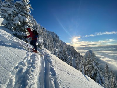 Tim skinning up Mount Snoqualmie