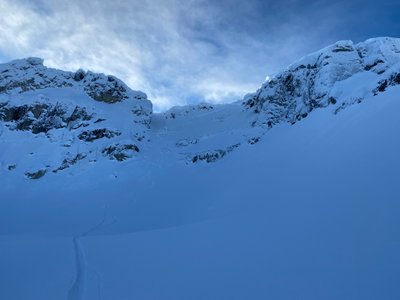 Our tracks down the top of the Crooked