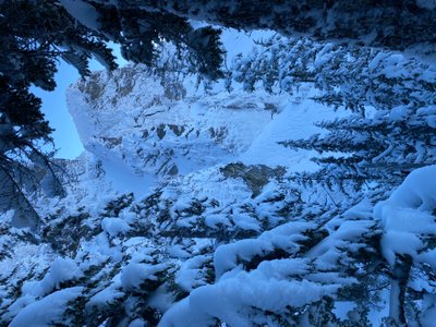 Slot Couloir with lots of tracks