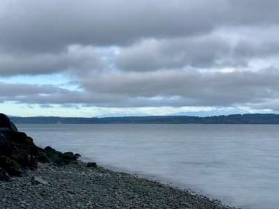Puget Sound and snow capped Olympic Mountains