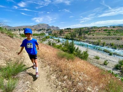 My son walking along the Eagle Trail