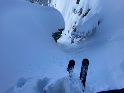 Looking down the Guye Peak East Couloir