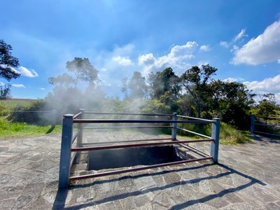 Steam vent next to parking area
