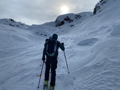 Skinning up to the North Shoulder