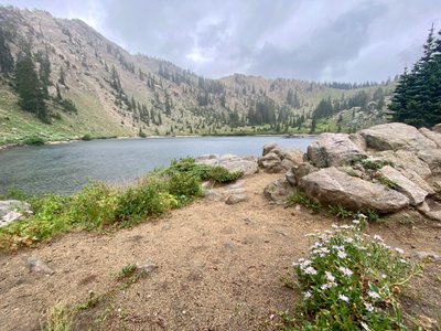 Reaching Lake Catherine's shoreline