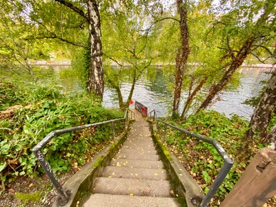 Stairs leading down to the ship canal