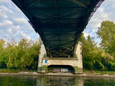 Looking up at the Montlake Bridge