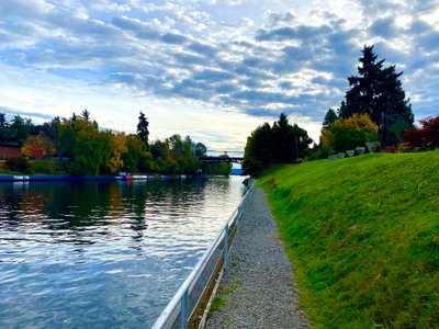 Walking back along the Ship Canal Waterside Trail