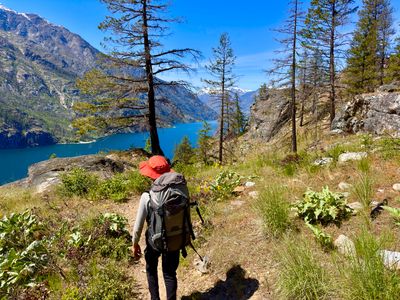 Hiking after finding the morel mushroom