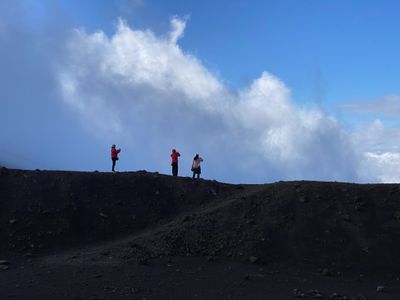 Group on a ridge on Mount Etna