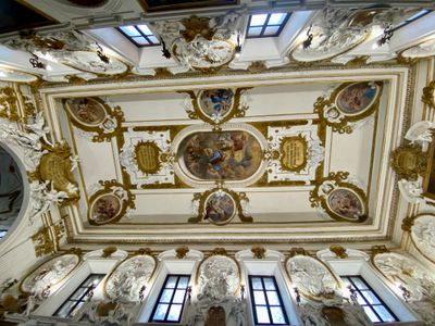 Ornate ceiling at Oratorio del SS Rosario in San Domenico