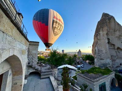 Hot air balloons over our room at the Anatolian Cave Houses