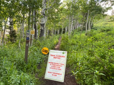 Moose Puddle Trail closure sign