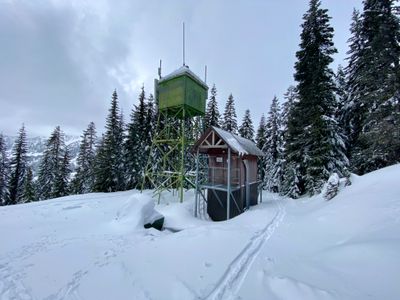 Radio tower along the road