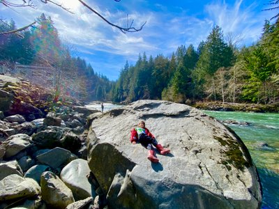 Resting on the rocks by the Snoqualmie River