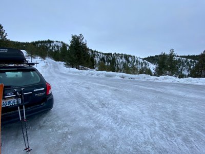 Shoe Trailhead covered in ice