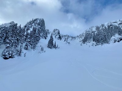 Looking up at our tracks in the Kendall Adventure Zone